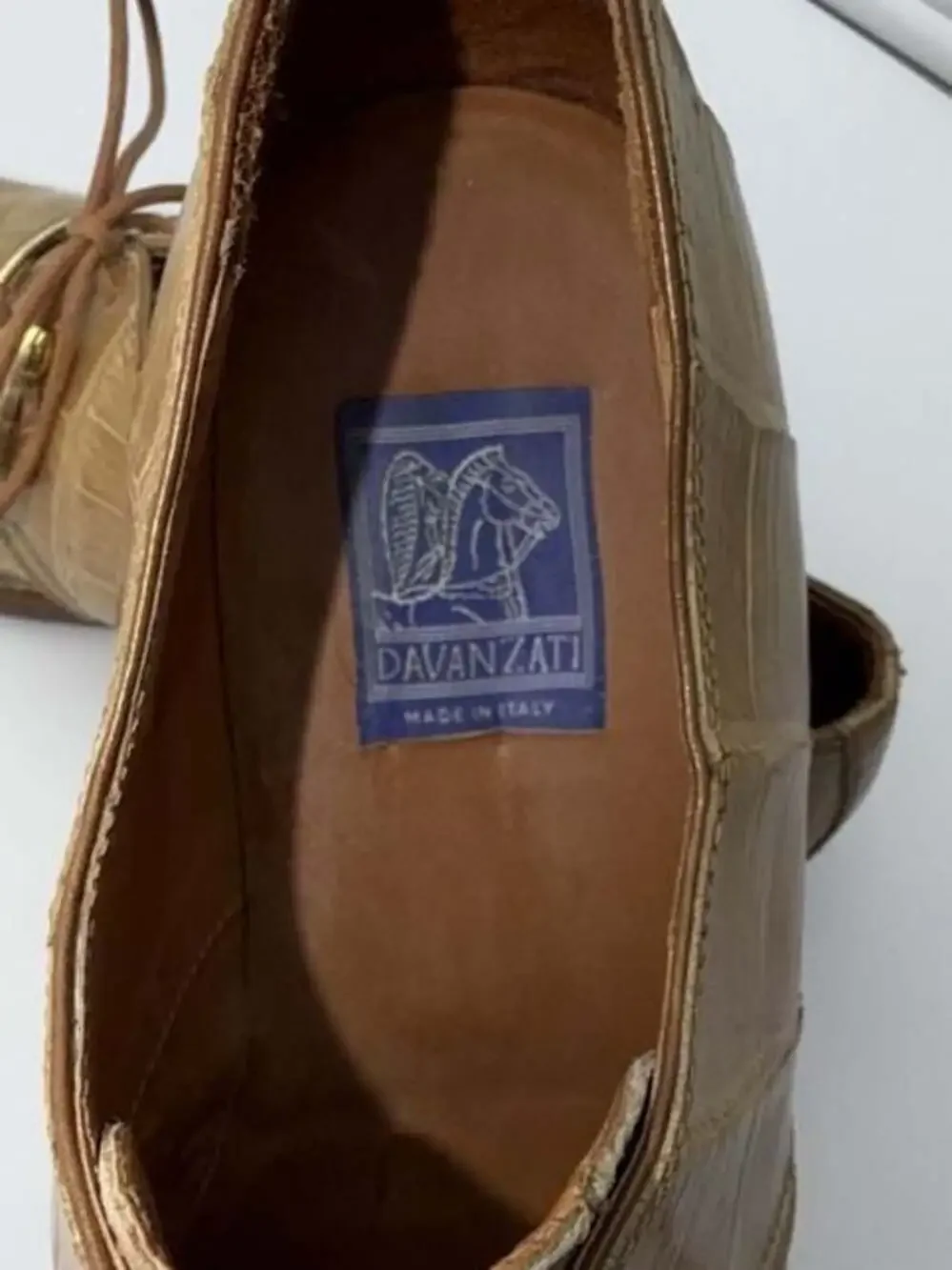 Davanzati Italy Tan Alligator Embossed Leather Tassel Lace Up Shoes Size 9.5
